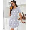 Ekouaer Nightgowns for Women Pleated Nightshirts Short Sleeve Sleepshirts Crew Neck Sleepwear Soft Night Gown Sleepdress(Light Grey White Star)
