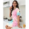 Ekouaer Nightgowns for Women Pleated Nightshirts Short Sleeve Sleepshirts Crew Neck Sleepwear Soft Night Gown Sleepdress(Pink & Blue Tie Dye)