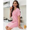 Ekouaer Nightgowns for Women Pleated Nightshirts Short Sleeve Sleepshirts Crew Neck Sleepwear Soft Night Gown Sleepdress(Pink)