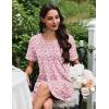 Ekouaer Nightgowns for Women Pleated Nightshirts Short Sleeve Sleepshirts Crew Neck Sleepwear Soft Night Gown Sleepdress(Pink White Florals)