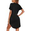 Ekouaer Nightgowns for Women Soft Cotton Sleep Shirt Short Sleeve Button Down Nightshirt(Black)