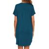 Ekouaer Nightgowns for Women Soft Cotton Sleep Shirt Short Sleeve Button Down Nightshirt(Blue Green)