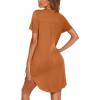Ekouaer Nightgowns for Women Soft Cotton Sleep Shirt Short Sleeve Button Down Nightshirt(Brick Red)