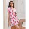 Ekouaer Nightgowns for Women Soft Cotton Sleep Shirt Short Sleeve Button Down Nightshirt(Cherry)