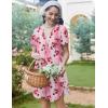 Ekouaer Nightgowns for Women Soft Cotton Sleep Shirt Short Sleeve Button Down Nightshirt(Cherry)