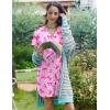 Ekouaer Nightgowns for Women Soft Cotton Sleep Shirt Short Sleeve Button Down Nightshirt(Dark Pink Bow)