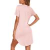 Ekouaer Nightgowns for Women Soft Cotton Sleep Shirt Short Sleeve Button Down Nightshirt(Light Pink)