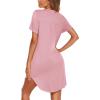 Ekouaer Nightgowns for Women Soft Cotton Sleep Shirt Short Sleeve Button Down Nightshirt(Pink)