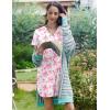 Ekouaer Nightgowns for Women Soft Cotton Sleep Shirt Short Sleeve Button Down Nightshirt(Pink Bow)