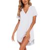 Ekouaer Nightgowns for Women Soft Cotton Sleep Shirt Short Sleeve Button Down Nightshirt(White)