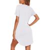 Ekouaer Nightgowns for Women Soft Cotton Sleep Shirt Short Sleeve Button Down Nightshirt(White)