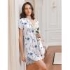 Ekouaer Nightgowns for Women Soft Cotton Sleep Shirt Short Sleeve Button Down Nightshirt(White Blue Floral)