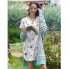 Ekouaer Nightgowns for Women Soft Cotton Sleep Shirt Short Sleeve Button Down Nightshirt(White Blue Floral)