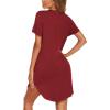 Ekouaer Nightgowns for Women Soft Cotton Sleep Shirt Short Sleeve Button Down Nightshirt(Wine Red)