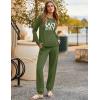 Ekouaer Pajama Sets for Women 2 Piece Plaid Pjs Long Sleeve Lounge Sets Comfy Gingham Nightwear with Pockets(Army Green)