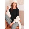 Ekouaer Pajama Sets for Women 2 Piece Plaid Pjs Long Sleeve Lounge Sets Comfy Gingham Nightwear with Pockets(Black Grey Striped)