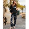 Ekouaer Pajama Sets for Women 2 Piece Plaid Pjs Long Sleeve Lounge Sets Comfy Gingham Nightwear with Pockets(Black Moon)