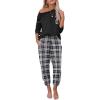 Ekouaer Pajama Sets for Women 2 Piece Plaid Pjs Long Sleeve Lounge Sets Comfy Gingham Nightwear with Pockets(Black and White Plaid)