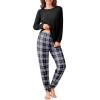 Ekouaer Pajama Sets for Women 2 Piece Plaid Pjs Long Sleeve Lounge Sets Comfy Gingham Nightwear with Pockets(Black and White Plaid)