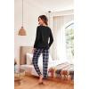 Ekouaer Pajama Sets for Women 2 Piece Plaid Pjs Long Sleeve Lounge Sets Comfy Gingham Nightwear with Pockets(Black and White Plaid)
