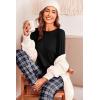 Ekouaer Pajama Sets for Women 2 Piece Plaid Pjs Long Sleeve Lounge Sets Comfy Gingham Nightwear with Pockets(Black and White Plaid)