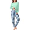 Ekouaer Pajama Sets for Women 2 Piece Plaid Pjs Long Sleeve Lounge Sets Comfy Gingham Nightwear with Pockets(Blue Plaid)