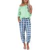Ekouaer Pajama Sets for Women 2 Piece Plaid Pjs Long Sleeve Lounge Sets Comfy Gingham Nightwear with Pockets(Blue Plaid)