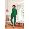 Ekouaer Pajama Sets for Women 2 Piece Plaid Pjs Long Sleeve Lounge Sets Comfy Gingham Nightwear with Pockets(Christmas Cane Green)