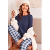 Ekouaer Pajama Sets for Women 2 Piece Plaid Pjs Long Sleeve Lounge Sets Comfy Gingham Nightwear with Pockets(Dark Blue Plaid)