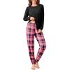 Ekouaer Pajama Sets for Women 2 Piece Plaid Pjs Long Sleeve Lounge Sets Comfy Gingham Nightwear with Pockets(Dark Pink Plaid)