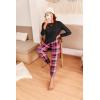 Ekouaer Pajama Sets for Women 2 Piece Plaid Pjs Long Sleeve Lounge Sets Comfy Gingham Nightwear with Pockets(Dark Pink Plaid)