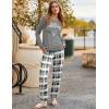 Ekouaer Pajama Sets for Women 2 Piece Plaid Pjs Long Sleeve Lounge Sets Comfy Gingham Nightwear with Pockets(Gray Plaid)