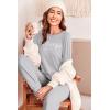 Ekouaer Pajama Sets for Women 2 Piece Plaid Pjs Long Sleeve Lounge Sets Comfy Gingham Nightwear with Pockets(Gray Striped)