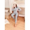 Ekouaer Pajama Sets for Women 2 Piece Plaid Pjs Long Sleeve Lounge Sets Comfy Gingham Nightwear with Pockets(Gray Striped)