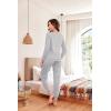 Ekouaer Pajama Sets for Women 2 Piece Plaid Pjs Long Sleeve Lounge Sets Comfy Gingham Nightwear with Pockets(Gray Striped)