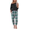 Ekouaer Pajama Sets for Women 2 Piece Plaid Pjs Long Sleeve Lounge Sets Comfy Gingham Nightwear with Pockets(Green Plaid)