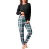 Ekouaer Pajama Sets for Women 2 Piece Plaid Pjs Long Sleeve Lounge Sets Comfy Gingham Nightwear with Pockets(Green Plaid)