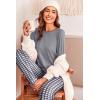 Ekouaer Pajama Sets for Women 2 Piece Plaid Pjs Long Sleeve Lounge Sets Comfy Gingham Nightwear with Pockets(Grey and White Plaid)