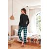 Ekouaer Pajama Sets for Women 2 Piece Plaid Pjs Long Sleeve Lounge Sets Comfy Gingham Nightwear with Pockets(Heart Plaid Green)