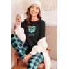 Ekouaer Pajama Sets for Women 2 Piece Plaid Pjs Long Sleeve Lounge Sets Comfy Gingham Nightwear with Pockets(Heart Plaid Green)