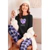 Ekouaer Pajama Sets for Women 2 Piece Plaid Pjs Long Sleeve Lounge Sets Comfy Gingham Nightwear with Pockets(Heart Plaid Purple)