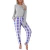 Ekouaer Pajama Sets for Women 2 Piece Plaid Pjs Long Sleeve Lounge Sets Comfy Gingham Nightwear with Pockets(Light Pink Plaid)