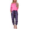 Ekouaer Pajama Sets for Women 2 Piece Plaid Pjs Long Sleeve Lounge Sets Comfy Gingham Nightwear with Pockets(Pink Plaid)