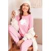 Ekouaer Pajama Sets for Women 2 Piece Plaid Pjs Long Sleeve Lounge Sets Comfy Gingham Nightwear with Pockets(Pink Striped)