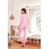 Ekouaer Pajama Sets for Women 2 Piece Plaid Pjs Long Sleeve Lounge Sets Comfy Gingham Nightwear with Pockets(Pink Striped)