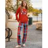 Ekouaer Pajama Sets for Women 2 Piece Plaid Pjs Long Sleeve Lounge Sets Comfy Gingham Nightwear with Pockets(Red Blue Plaid)