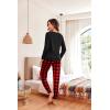 Ekouaer Pajama Sets for Women 2 Piece Plaid Pjs Long Sleeve Lounge Sets Comfy Gingham Nightwear with Pockets(Red and Black Plaid)