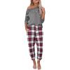 Ekouaer Pajama Sets for Women 2 Piece Plaid Pjs Long Sleeve Lounge Sets Comfy Gingham Nightwear with Pockets(Red and Grey Plaid)
