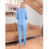 Ekouaer Pajamas Set Long Sleeve Sleepwear Womens Button Down Nightwear Soft Pj Loungewear with Pockets(Baby Blue)