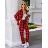 Ekouaer Pajamas Set Long Sleeve Sleepwear Womens Button Down Nightwear Soft Pj Loungewear with Pockets(Black and Red Plaid)